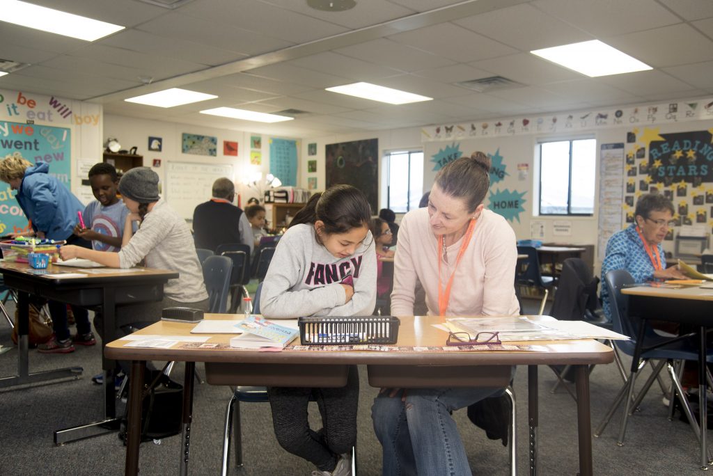 tutor and student in classroom