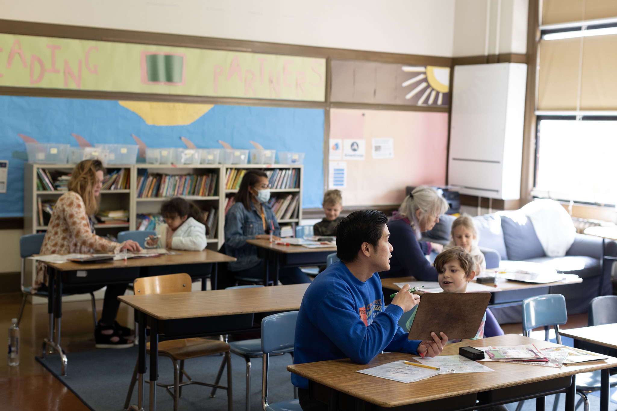 four tutor-student pairs in a reading center, americorps service term