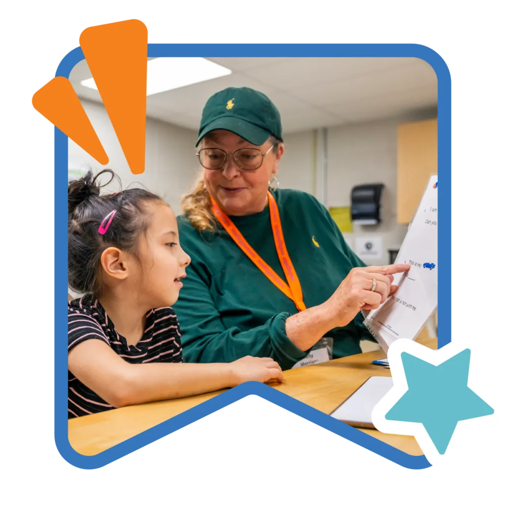 student-tutor pair during a literacy lesson
