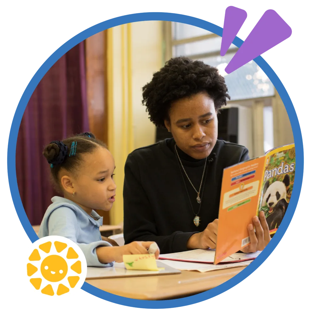 student-tutor pair during a literacy lesson