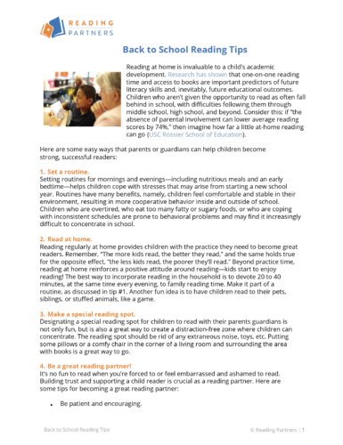 back to school reading tips